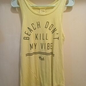 PINK Victoria's Secret Yellow Graphic Tank Top